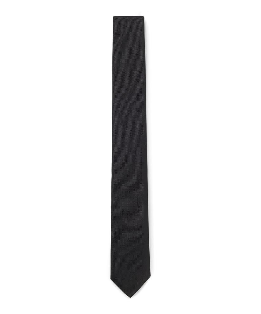 BOSS Pure Silk Jacquard Made in One Black Men's Tie, Italy, Size,