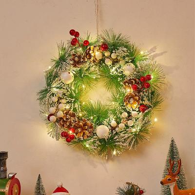 3PCS House Red Garland Christmas Decoration Entrance Door Ornament LED PVC Fruit Christmas Wreath Window Door Wall Home Decor