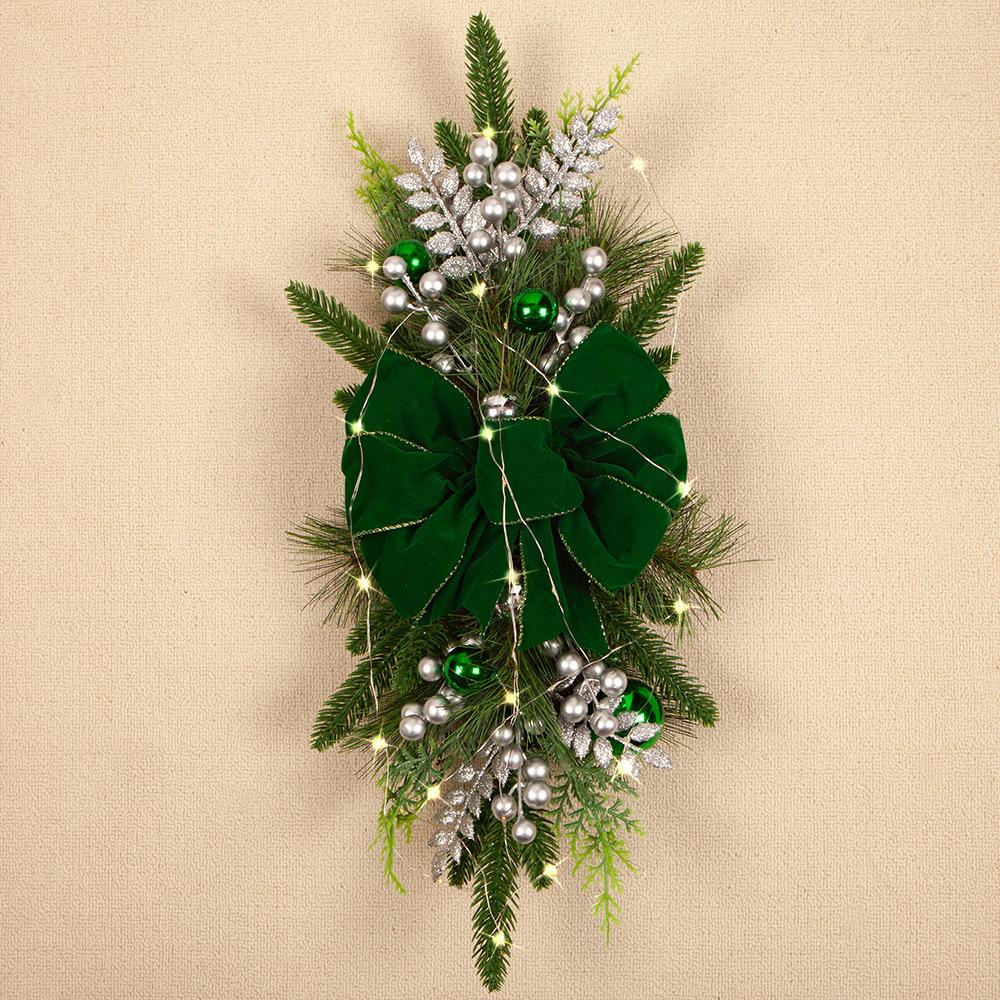 

Рождественские украшения для лестницы, подвесной венок для лестницы, рождественские украшения для дома в скандинавском стиле, рождественские украшения 60CM * 30CM without light зелёный