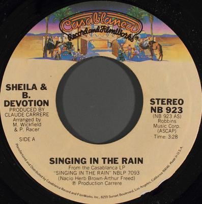 7inch Record SHEILA & B. DEVOTION - Singing In The Rain NB923 Casablanca 1978 US Dance & Electronica Used