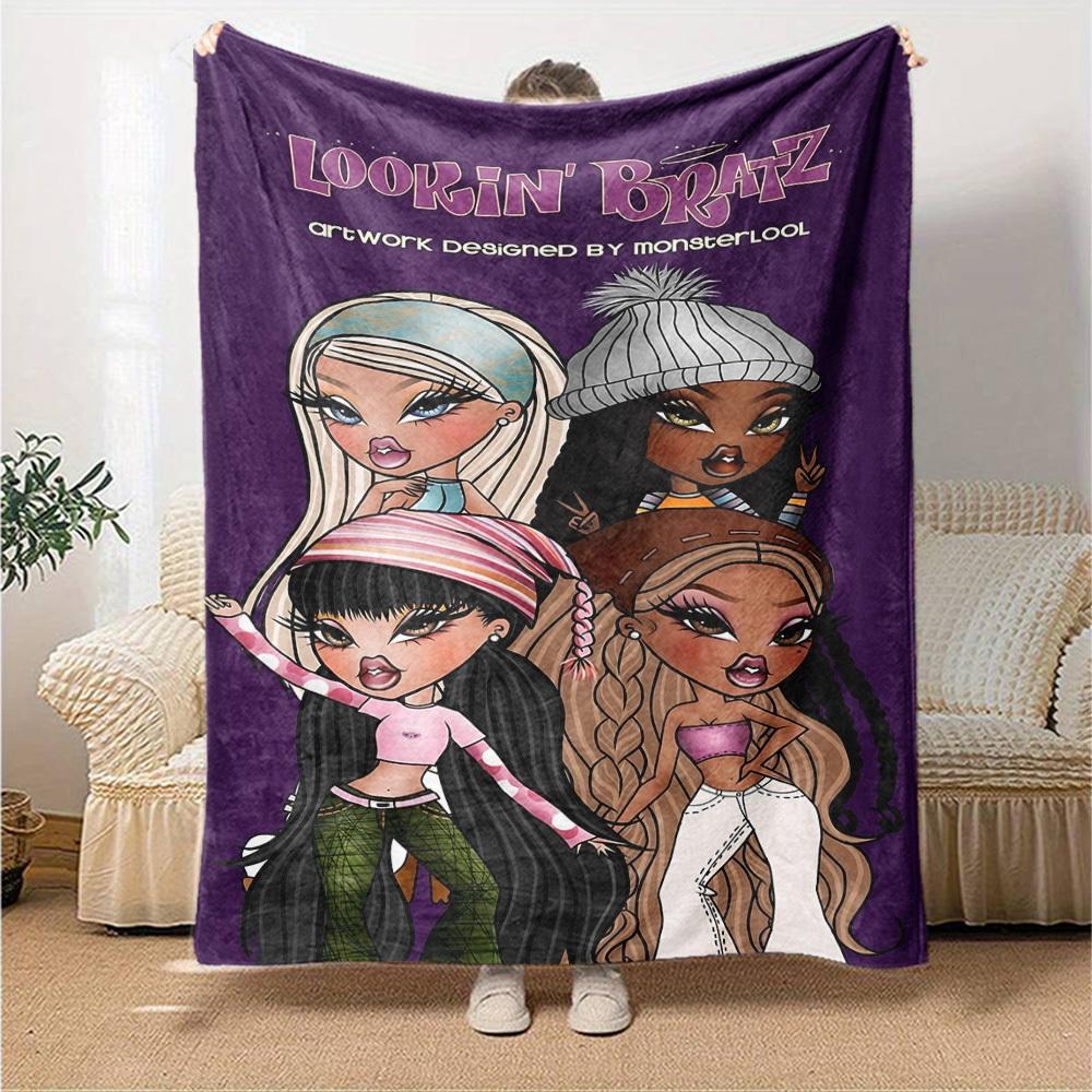 1pc Lookin' Bratz Monsterlool Soft Warm Throw Blanket Nap Blanket For Couch Sofa Office Bed Camping Travel,Comfortable