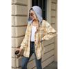 Fall Winter Women's Plaid Color Block Hooded Long Sleeve Loose Wool Coat