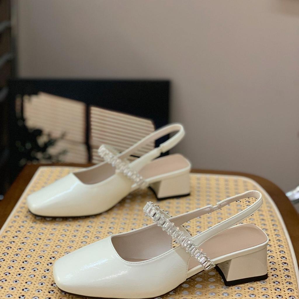 Fairy Style Design Sense Rhinestone Sandals Female 2025 Summer New Versatile French Temperament Thick Heel Thick Sole Mary Jane
