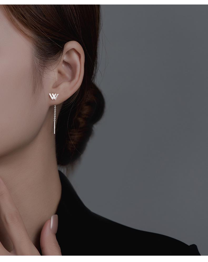 Boucles d'oreilles Banyan Tree Argent S925 'W' pour femmes - Design de niche élégant Tendance 2022