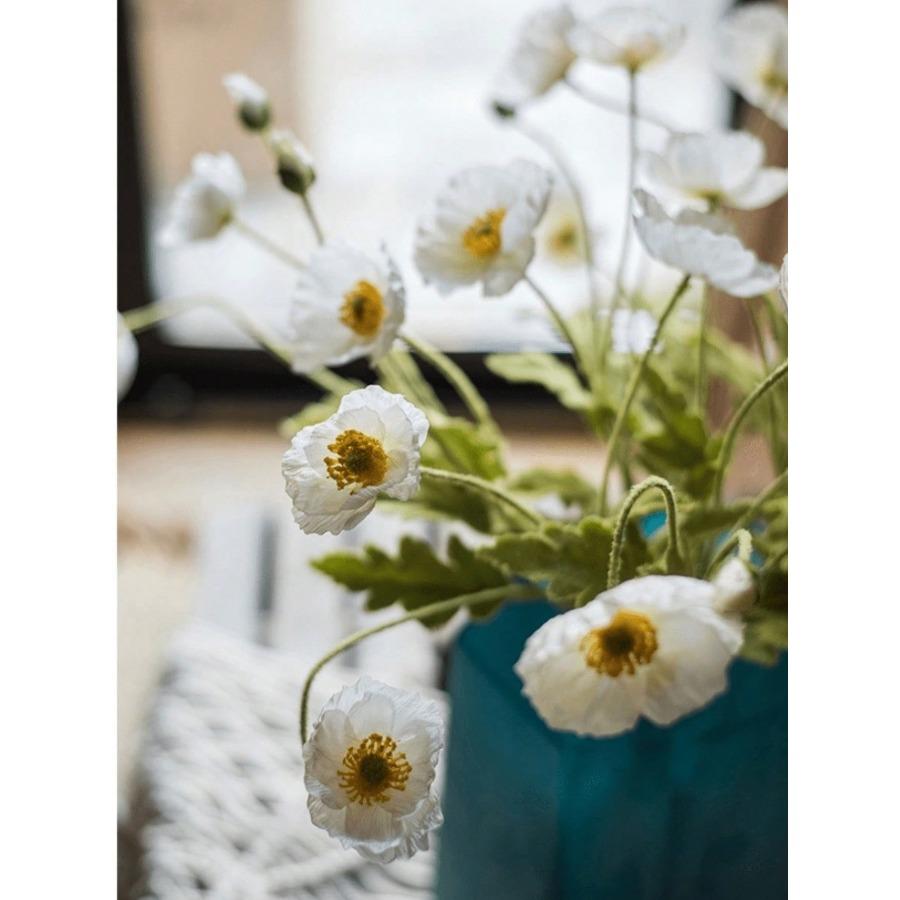 Artificial Corn Poppy Flower Bouquet with Realistic Touch and Flocking Long Stem, Which Is Made of Plastic.For Weddings, Proposals, Spring, Birthdays