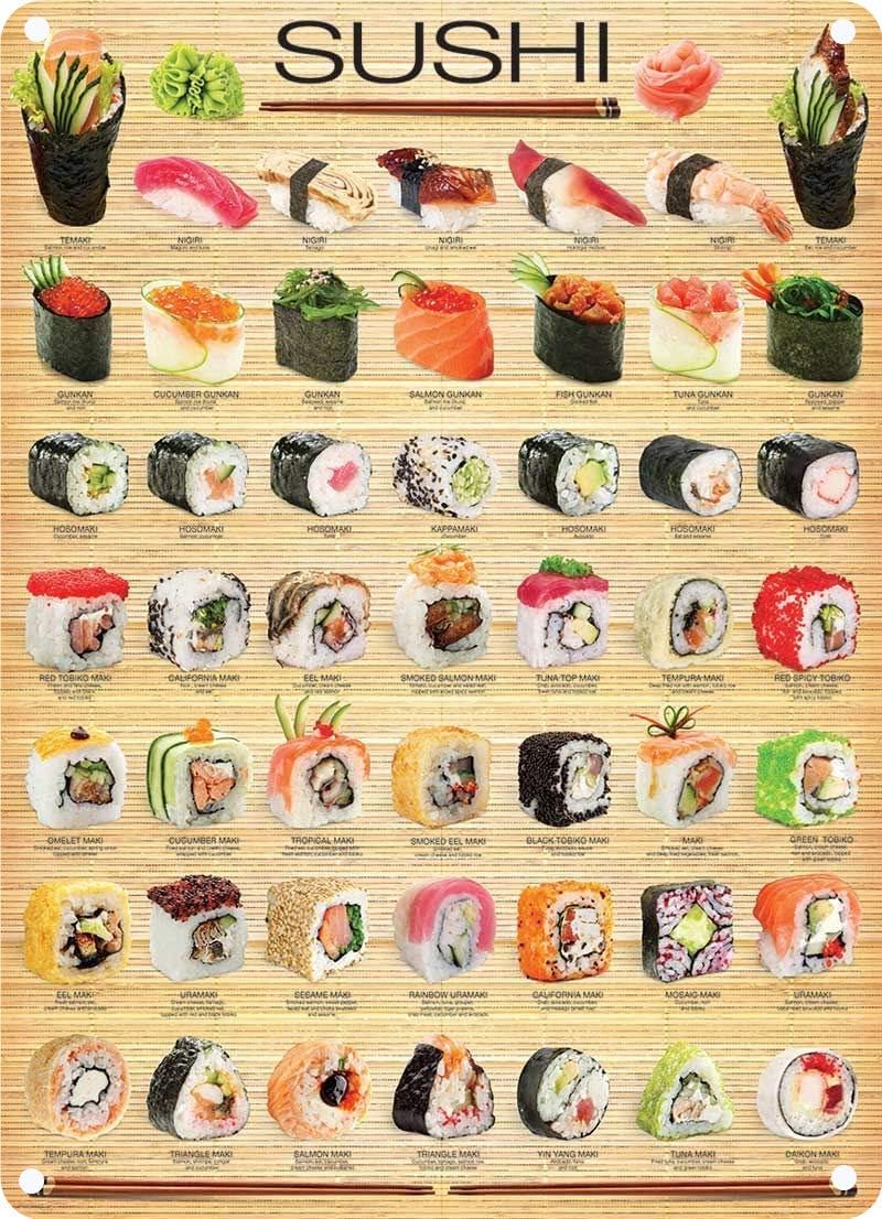 

Tin Sign For Vintage Poster The Sushi Japan Metal Sign Retro Home Kitchen Office Garden Garage Wall Decor Plaque New 20x30cm（7.8x11.8inch）