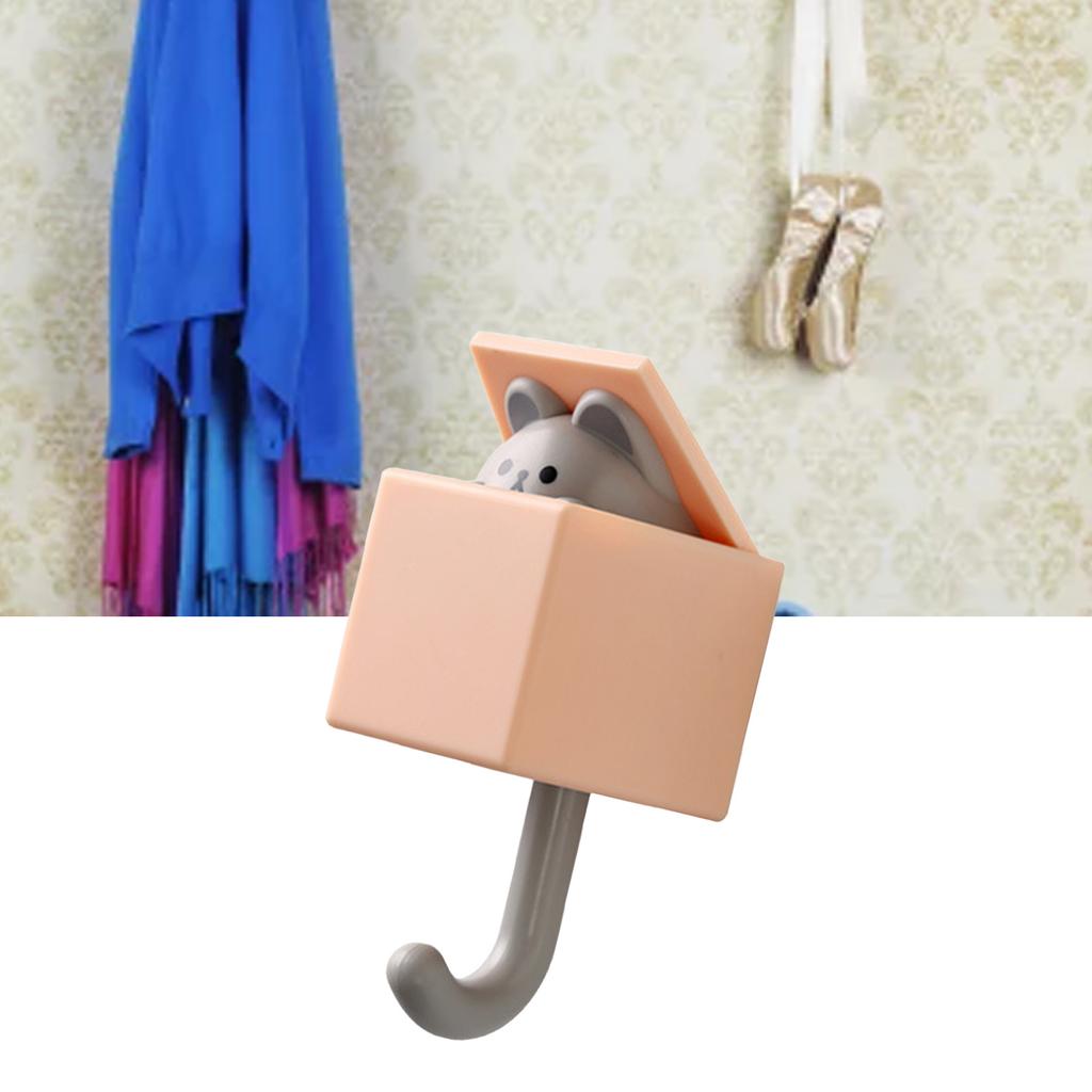 Cute Animal Hook Adhesive Coat Hook Wall Mount 3.3lb Bearing Capacity Key Hook for Clothes Scarf Hat Towel Bag