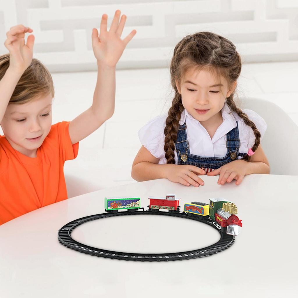 Christmas Train Set with Track Small Kids Trains Christmas Toys Ornaments Festive Electric Game for Festival Activities