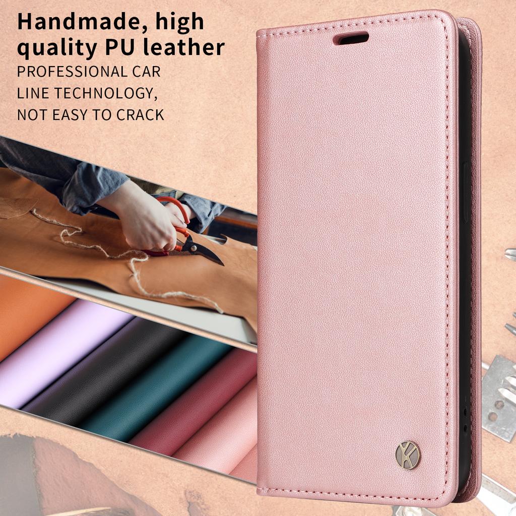 For Oppo Reno14 5G (China)/Oppo Reno14 F 5G/Oppo Reno14 5G (Global) Phone Cases YIKATU Magnetic Closure PU Leather Mobile Cover -  Rose Gold