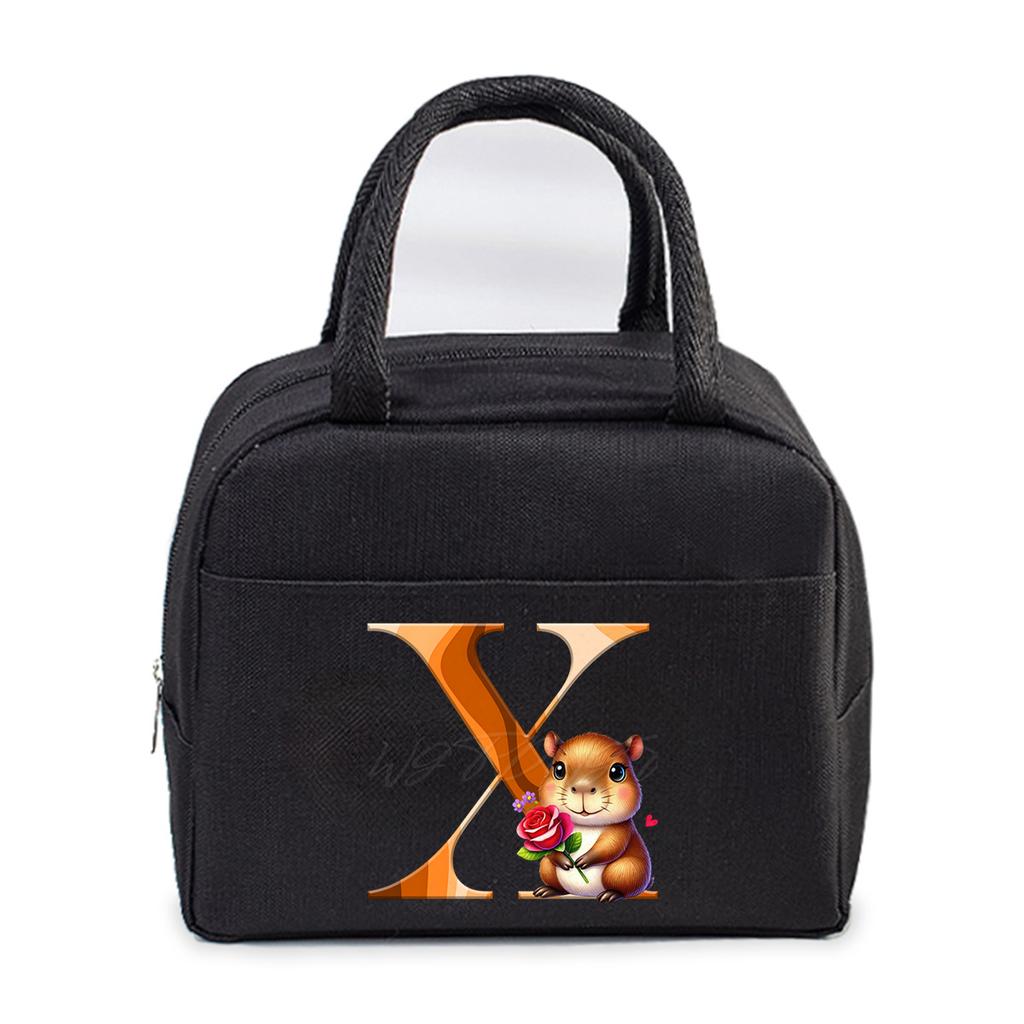 Office worker small portable lunch bag Oxford cloth letter student large portable bento bag