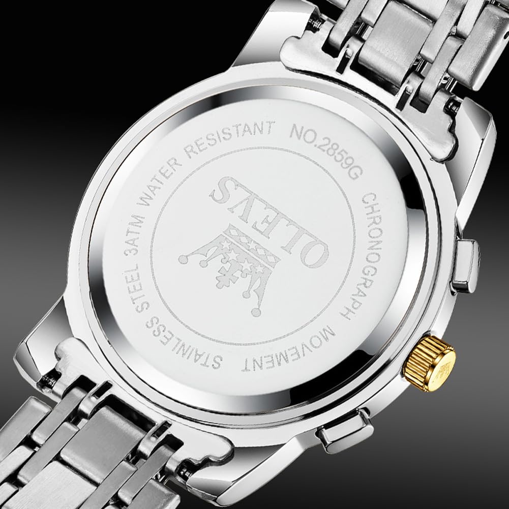 OLEVS Men's Stylish Chronograph Watch, Popular Brand for Business, Large, Easy-to-Read Analog, Waterproof Quartz Movement, Blue