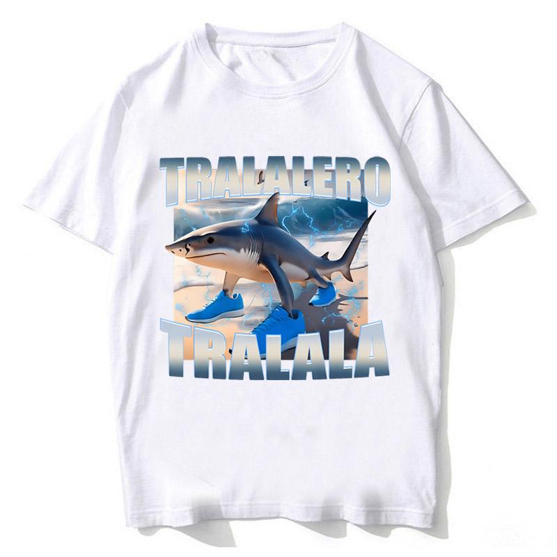 Tralalero Tralala Bootleg Brainrot Italian Brainrot Meme T-Shirt Funny Shark Graphic High Quality Cotton Short Sleeve T Shirt