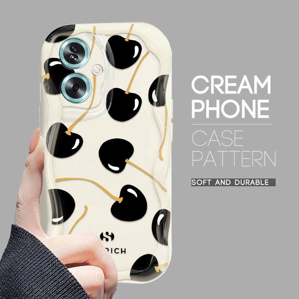 

Милый мультяшный узор, кремовая текстура, мягкий силиконовый чехол с волнистыми краями, чехол для телефона для OPPO Reno Realme Realme 13 Pro 5G белый