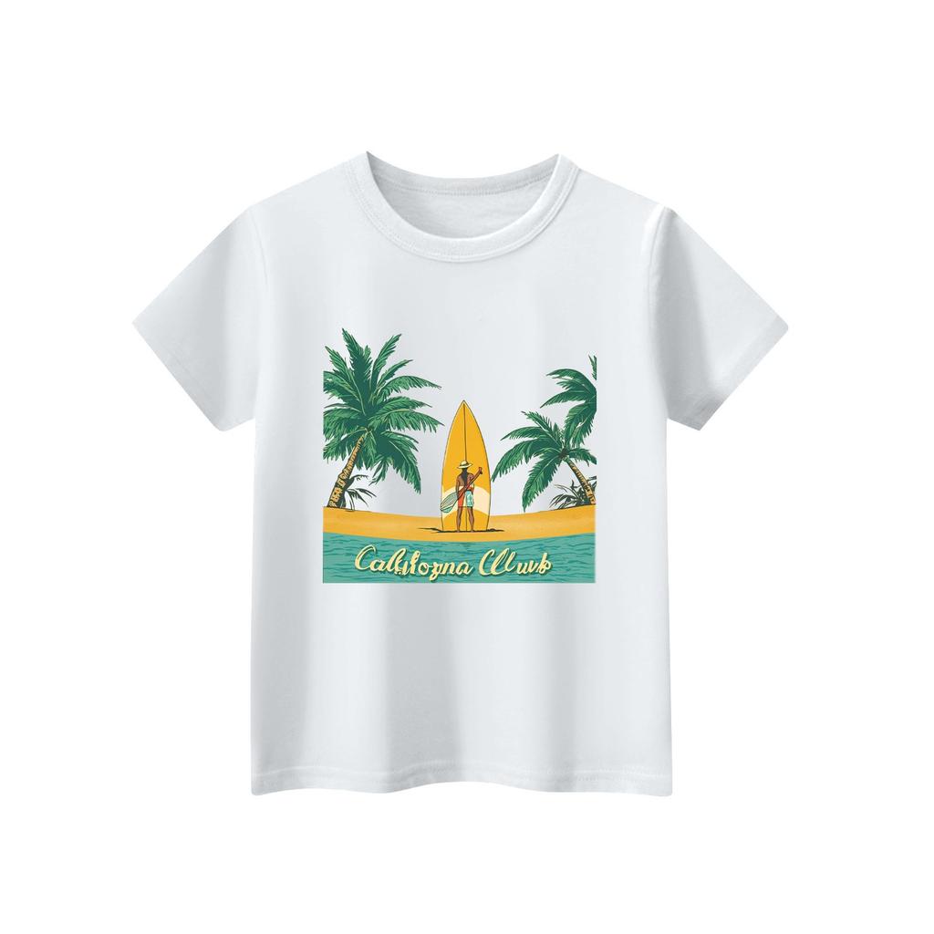 Maglietta a maniche corte con scollo a V per bambini, con stampa animalier, casual, da indossare tutti i giorni