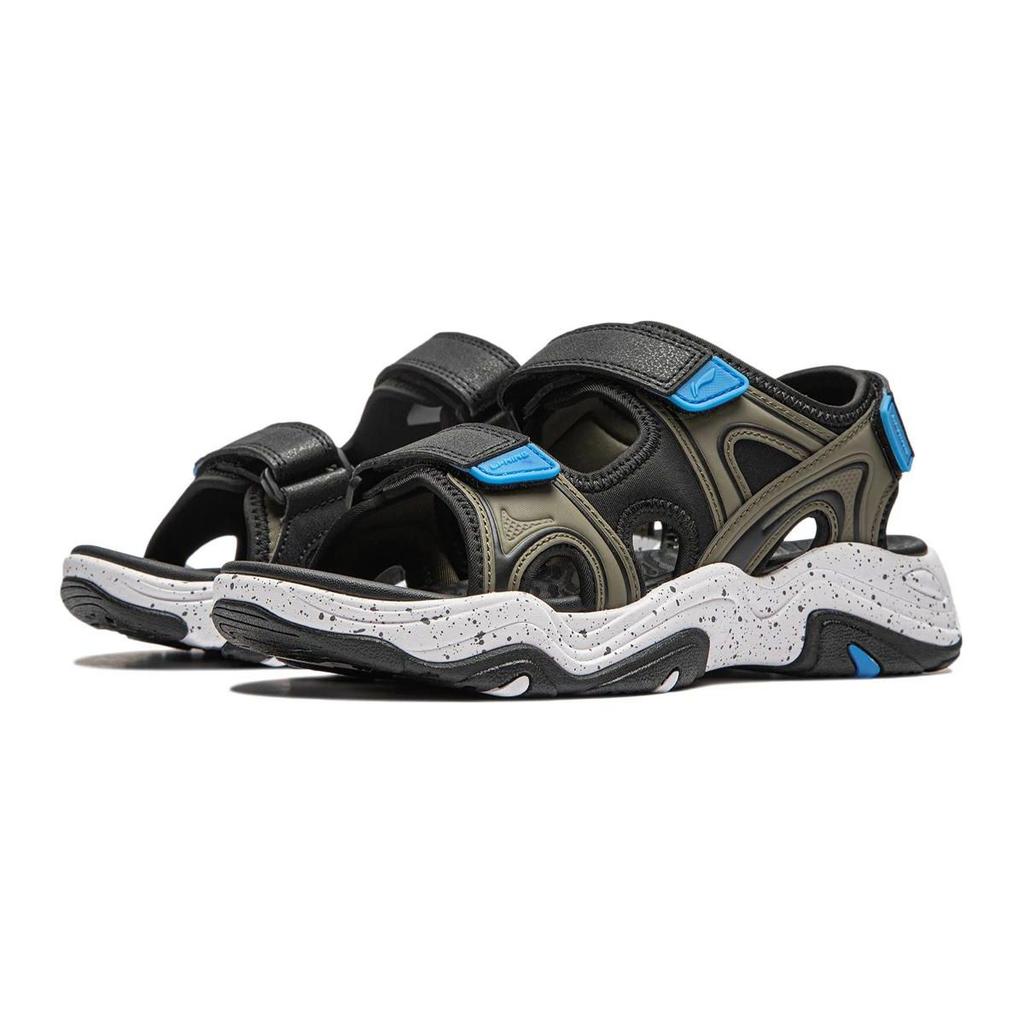 Li Ning Kids Sports Lifestyle Series Koko Simple Casual Sandals Kids Sandals Black Green YKUU022-5
