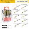 Tungstens Carbide Burr Set Hex 1 4 Inch Titanium Coated 10 Piece Rotary File Milling Cutter For Woodworking Metal Stone