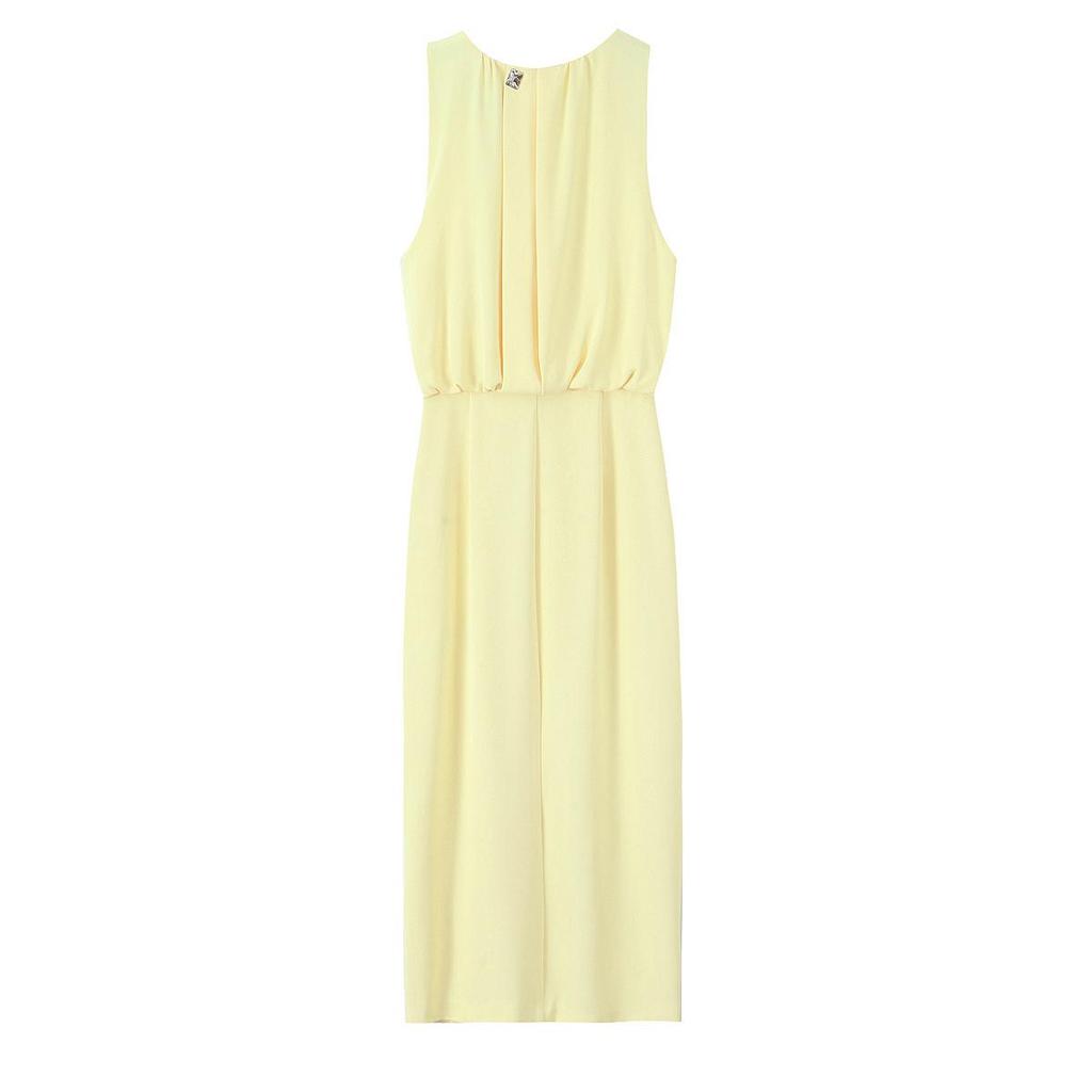 2025 Spring Women's European & American Style Pleated Silk Satin Dress