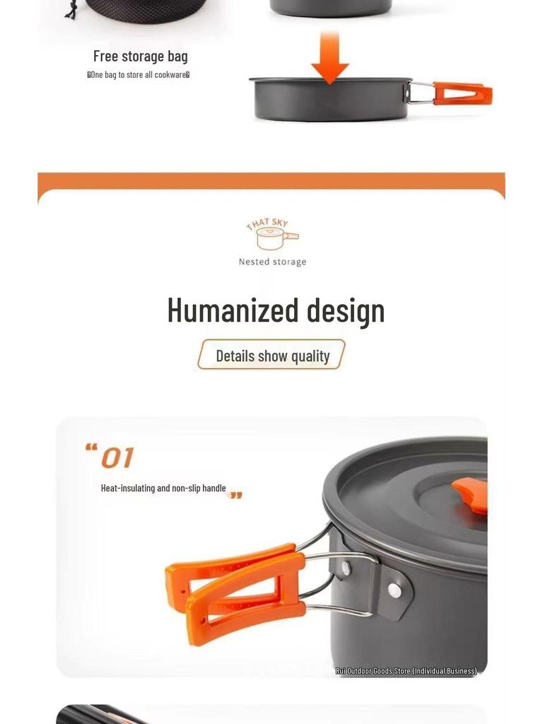 Portable Outdoor Camping Cookware & Kettle Set