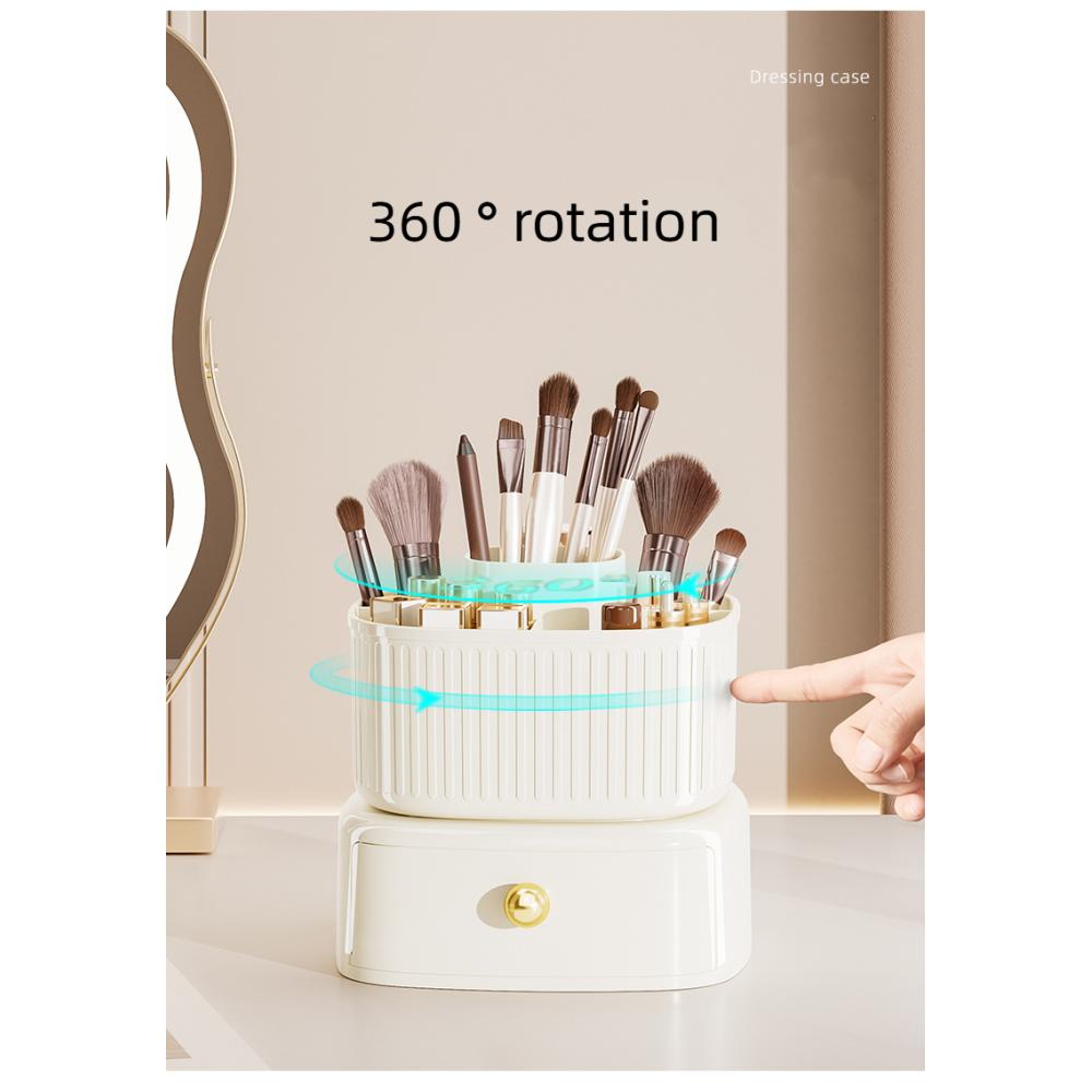 Desktop Rotating Makeup Brush Storage Tube Lipstick Box Home Living Room Storage Rack Pen Holder Cosmetics Storage Box