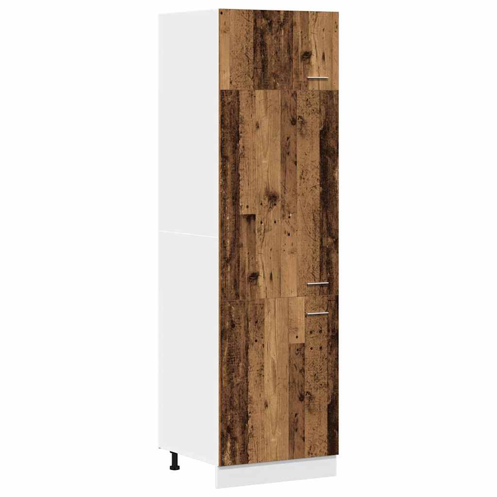 Built In Refrigerator Cabinet Lyon Vintage Wood Look 60 X 57 X 207 Cm Engineered Wood