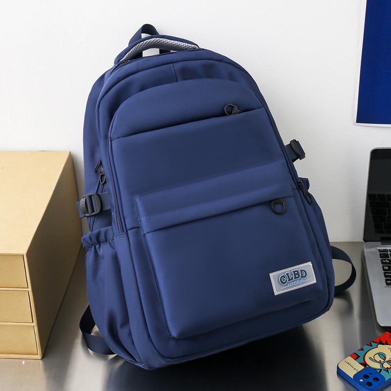 Men's College Students Solid Color Backpack Middle School Students High Capacity Backpack