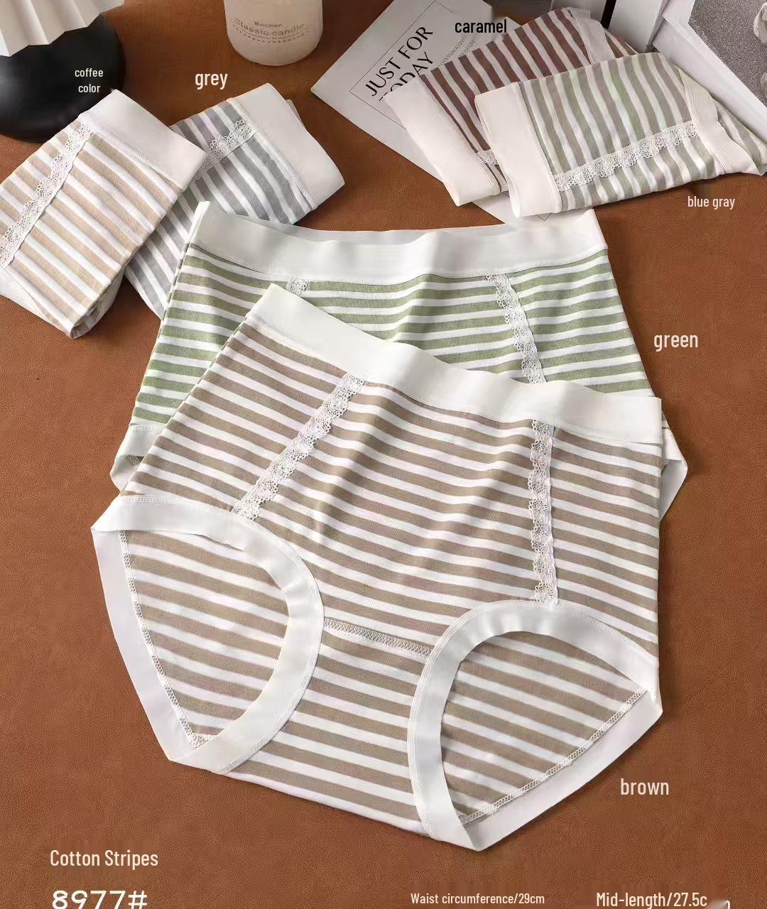 

Plus Size Women s Mid-Waist Striped Cotton Underwear - Soft, Comfortable, Seamless, Hip-Hugging, Skin-Friendly Triangle Briefs One Size (100-150 Jin)