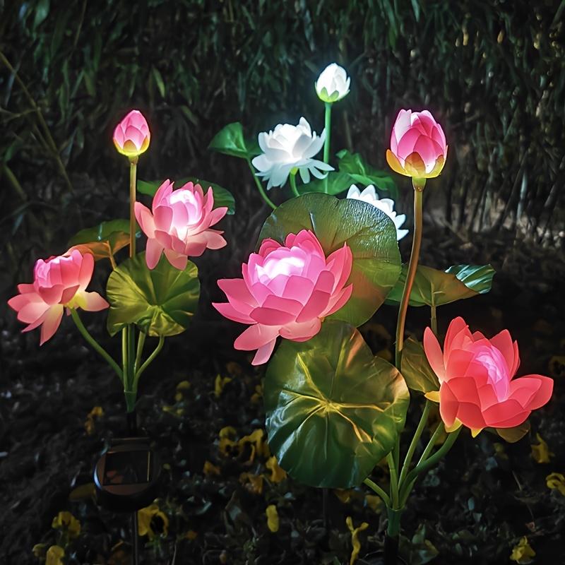 Solar Garden Decorative Flowers Lights Outdoor Waterproof Lotus Stake Light for Country Patio Yard Porch Step Pathway Solar Lamp