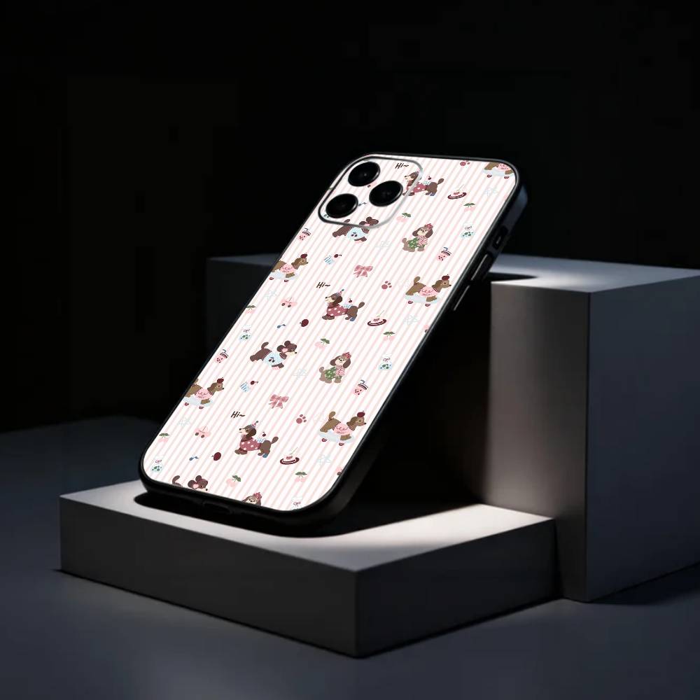 C-Cute-Dachshund K-Kawai Phone Case Silicone Soft For IPhone 17 16 15 14 13 12 11 X XR Plus Pro Max Plus