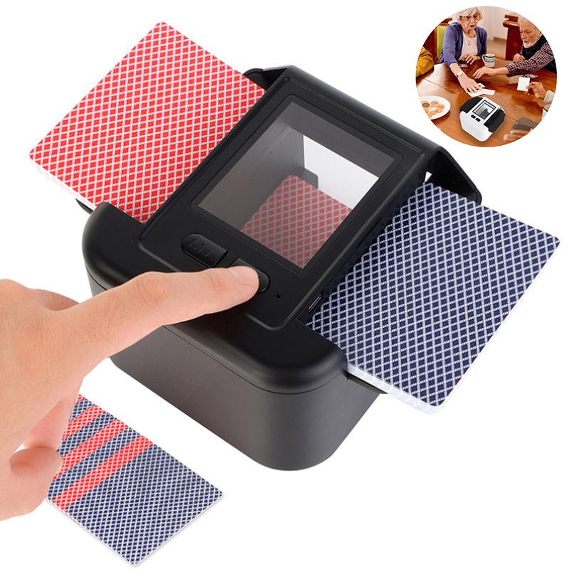 

1 шт. Автоматическая машинка для тасовки карт для 1-2 колод, Аккумулятор 2000 мАч, Малошумная электрическая машинка для тасовки чёрный