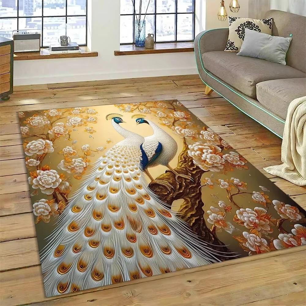 Cute Dream Bird Parrot Peacock Carpet Living Room Bathroom Decor Rug Mechanical Washable Mat Non-slip Floor Mat Entrance Doormat