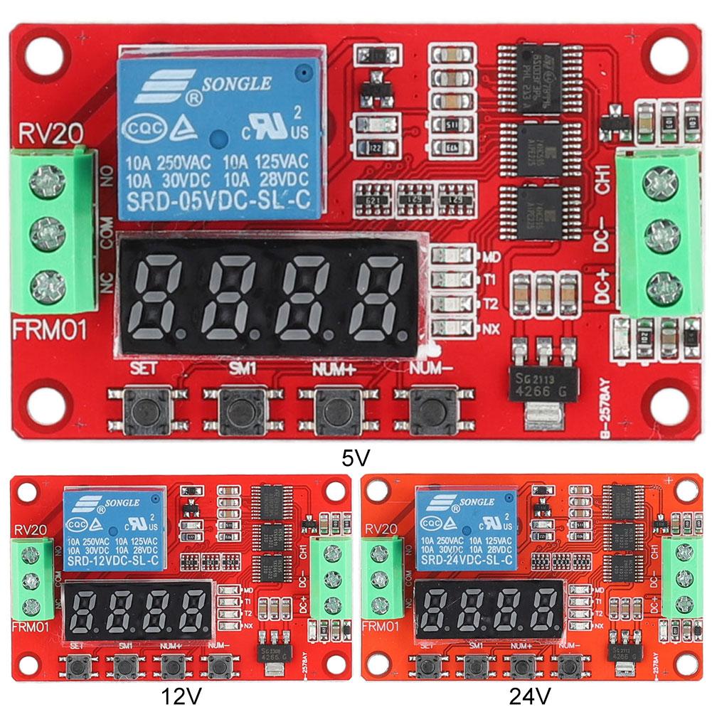 FRM01 Relay Module Multifunction LED Digital Time Delay Relay Module DC 5V 12V 24V 1CH Loop Delay Self-Locking Timing Board