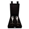 Silver Plated Engraved Goblet Flute Wine Glass with Black Box, Best for Parties, Diwali Gift Set, 100 ML Each, Set of 2