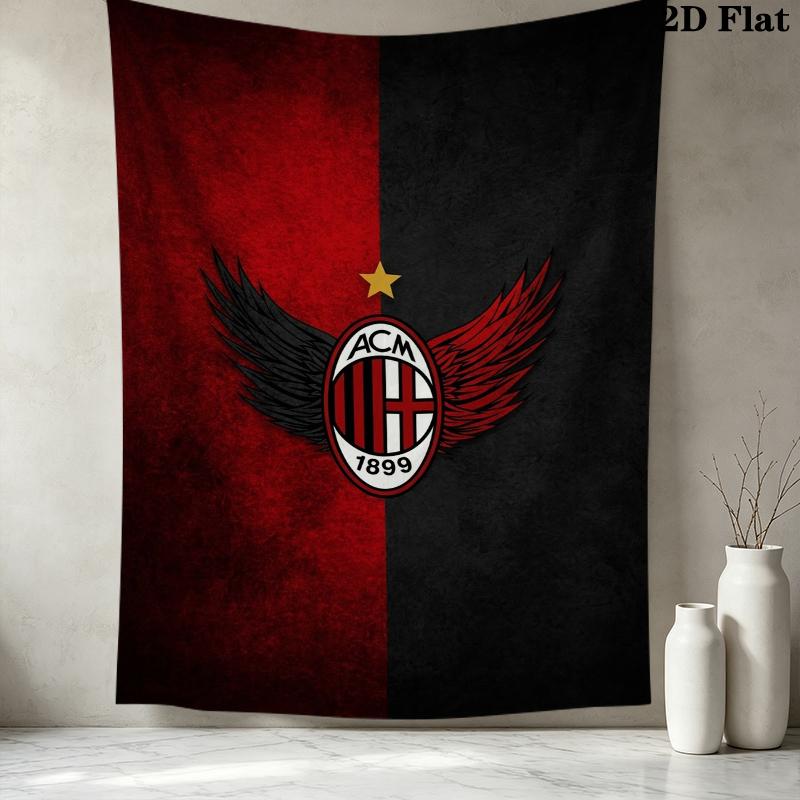 AC Milan Wall Tapestry Aesthetic Wall Hanging Printed Fabric Blanket Decorative Tapestries for Bedroom Living Room Home Decor