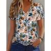 Elegant and Fashionable Vacation Abstract Painting,floral Patterns Printed. Summer New Women's Short Sleeved Shirt