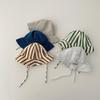 Summer Baby Bucket Hat Plaid Striped Lace-up Wide Brim Sunshade Fisherman Cap Infant Boys Girls Outdoor Sun Hats