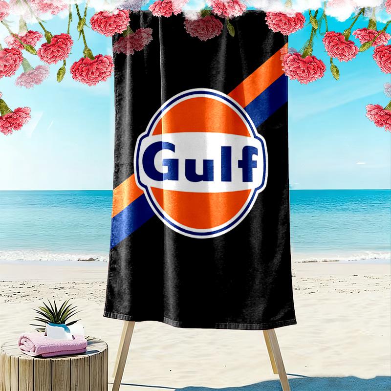 Logo del marchio Gulf asciugamano da spiaggia morbido da bagno da mare assorbente asciugamano da bagno stampa comfort moda asciugamani per viaggi e vacanze