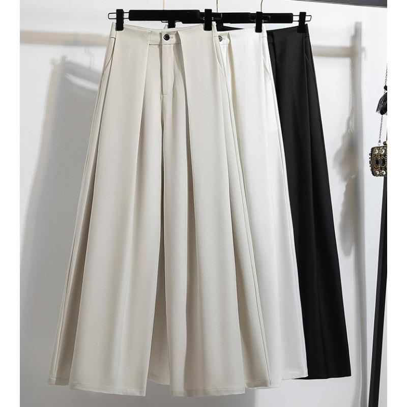 Pantaloni da Loungewear Larghi da Donna Taglie Forti Vita Alta Elastica Pantaloni Casual Culotte Svasati