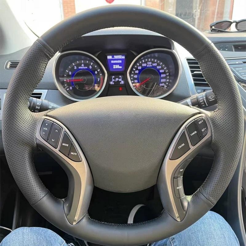 Hand-stitched Black Artificial Leather 2011-2016 Avante i30 2012-2016 Steering Wheel Cover For Hyundai Elantra Car Accessories