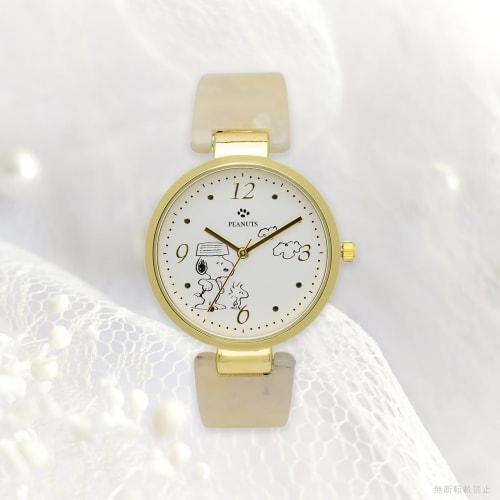 Fieldwork Snoopy Analog Acrylic Bangle Watch, White, Women's, PNT038-1