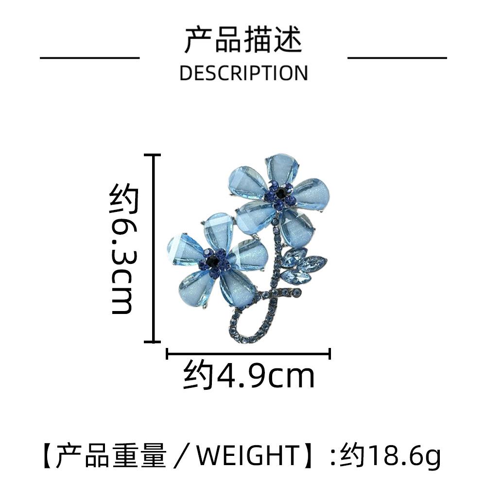 Color Twin Crystal Flower Brooch Personality Ins Trendy Fashion Accessories Simple Versatile Fashion Corsage
