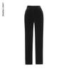 Langzi Black Velvet High-Waist Straight-Leg Pants