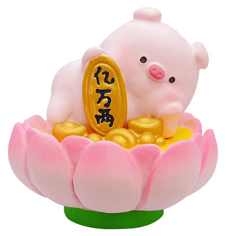 "Relaxed Pig Desktop Decor Item, Gift Idea, Cute Piggy Figurine, High-end and Cute Pig Stuffed Toy, Cute Pet"