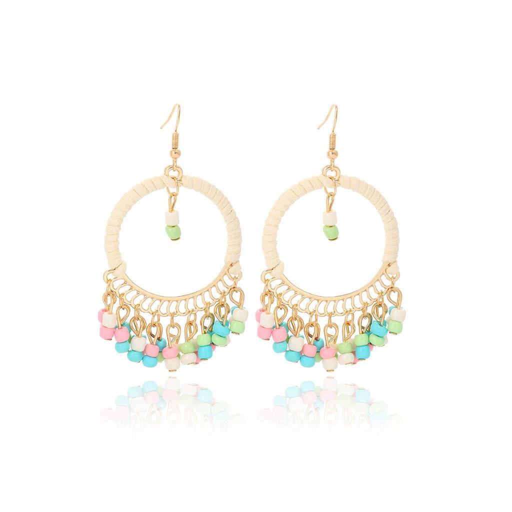 Bohemian Geometric Tassel Earrings: Handmade Ethnic Style with Woven Seed Beads