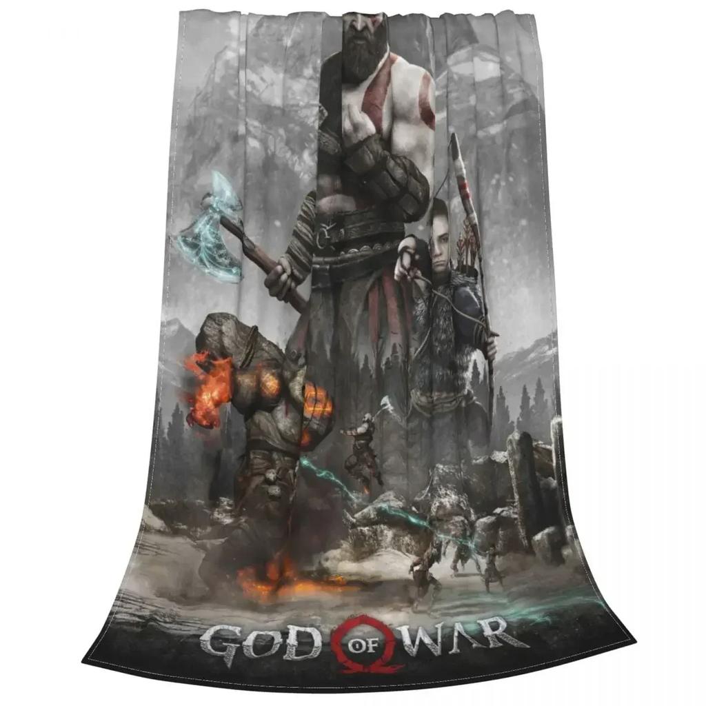 God Of War Kratos Classic Game Blanket Wool Throw Blanket Airplane Travel Portable Soft Warm Bedsprea