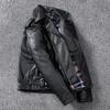 First Layer Pure Cowhide Genuine Leather Men's Short Motorcycle Suit Slim Leather Jacket