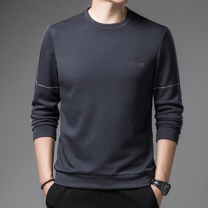 Pulover pentru bărbați noi de primăvară și toamnă, ocazional, tricou cu mâneci lungi, cu gât rotund, cămașă sport cu fundul