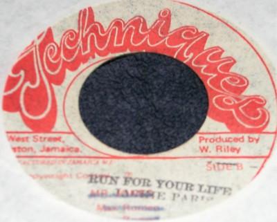 

7inch Record JACKIE PARIS Run For Your Life none Techniques Jamaica Reggae Ska Dub Used