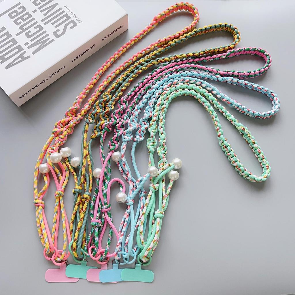 Cordelette tressée colorée réglable à quatre brins pour crossbody et porte-clés pour téléphone portable de filles