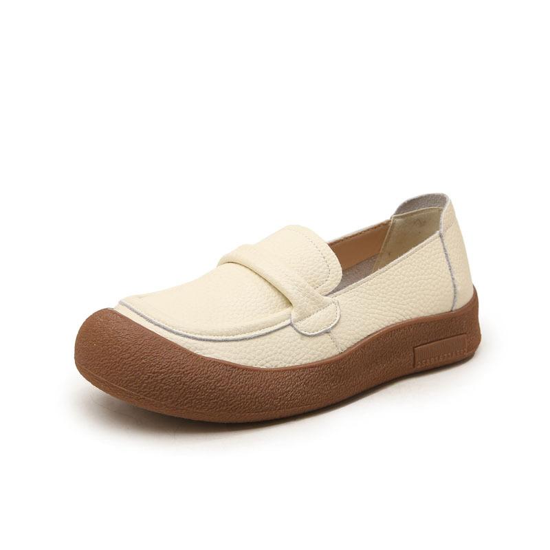 The first layer of cowhide retro soft-soled single shoes, spring and autumn new comfortable and non-slip thick-soled women's shoes are lightweight