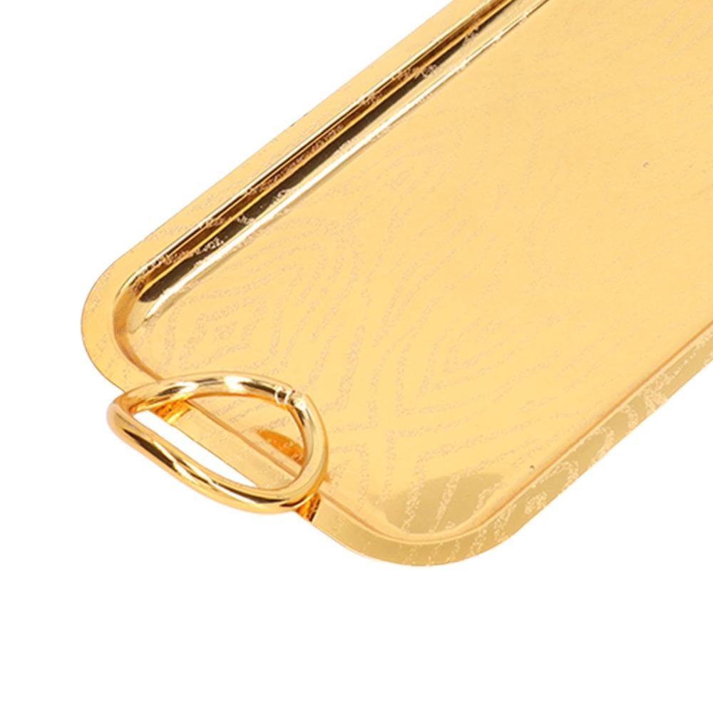 Gold Rectangular Serving Tray Circle Handle Decorative Storage Tray  BBQ Dessert